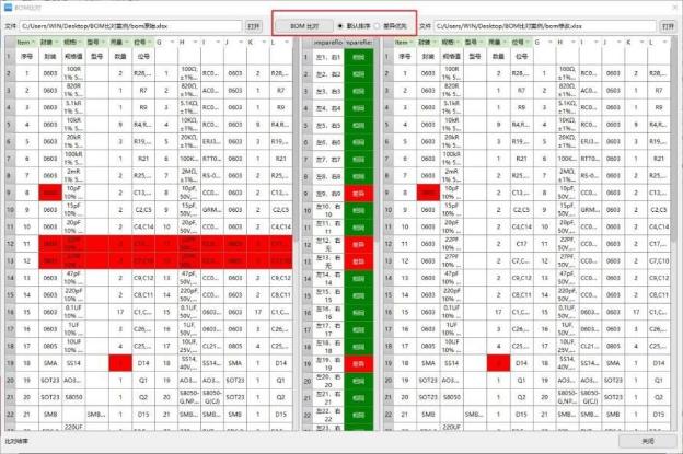 BOM file comparison 37