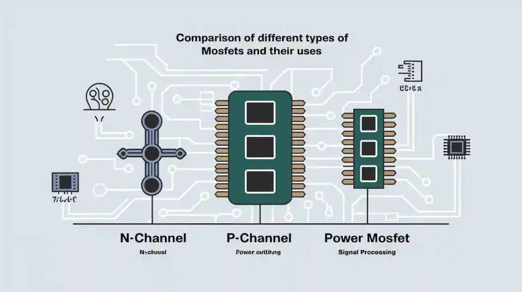 さまざまなタイプの MOSFET とその用途の比較。