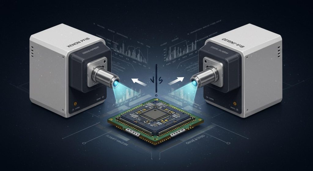 Comparación de xenón PFIB y Ga-FIB en el análisis de fallos de semiconductores modernos