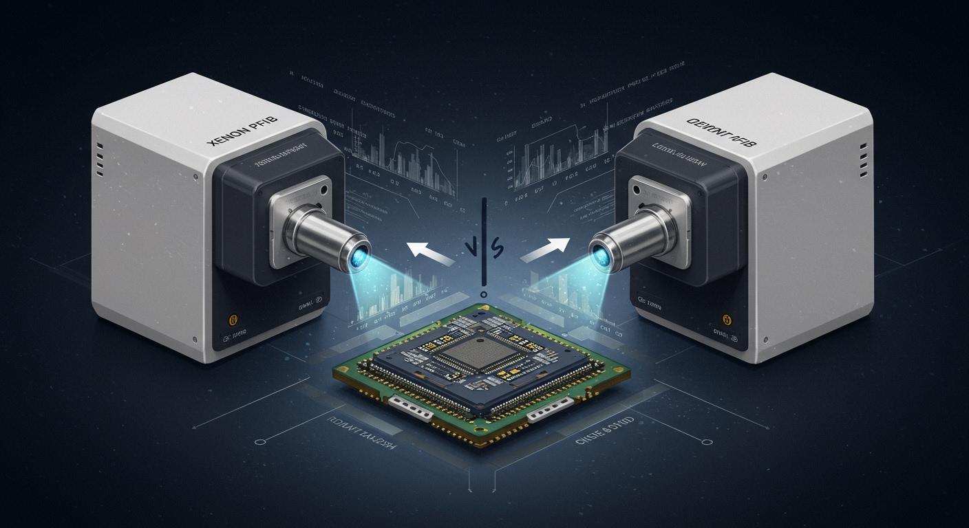 現代の半導体故障解析におけるキセノンPFIBとGa-FIBの比較