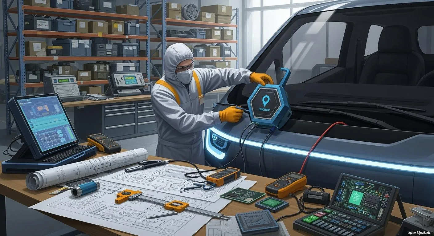 Desain sareng manufaktur Locator anu dipasang dina kendaraan