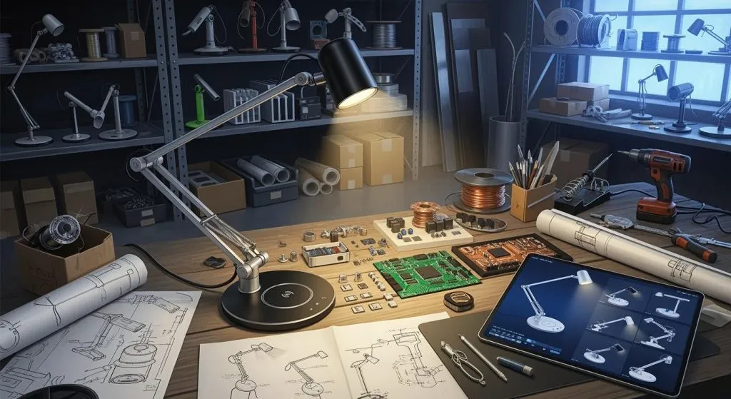 Design e fabricação de luminárias de mesa inteligentes