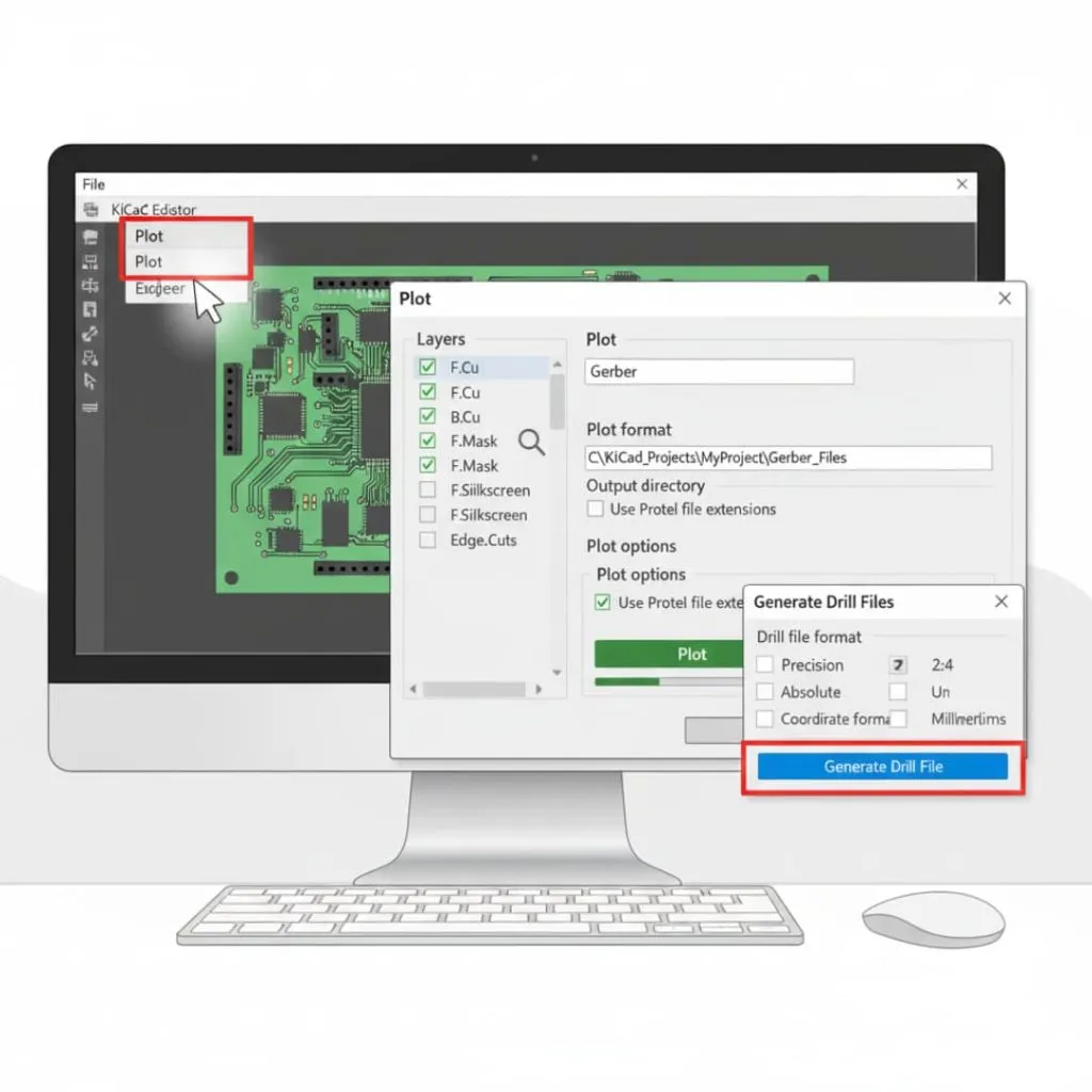 eksport af filer fra kicad
