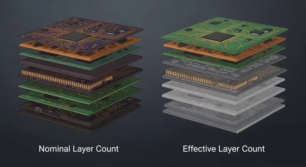 Conteggio nominale vs. effettivo degli strati del PCB