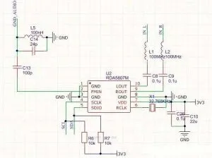 Schematiskt diagram för FM-radio RDA5807M