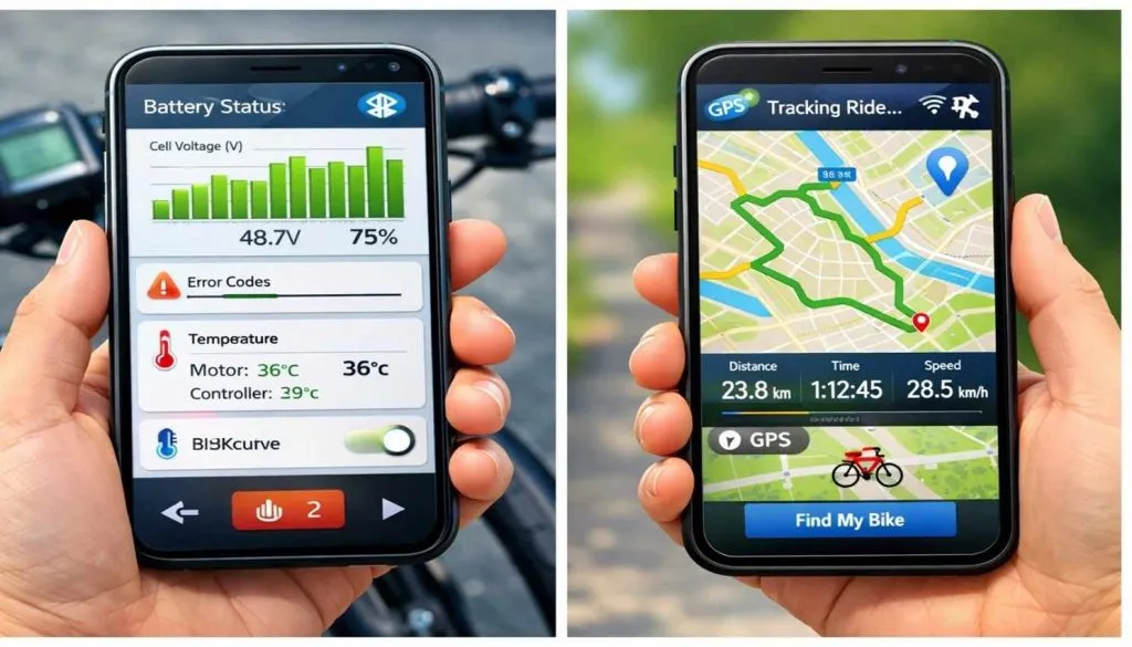 ই-বাইক পর্যবেক্ষণের জন্য স্মার্টফোন অ্যাপ ইন্টারফেস