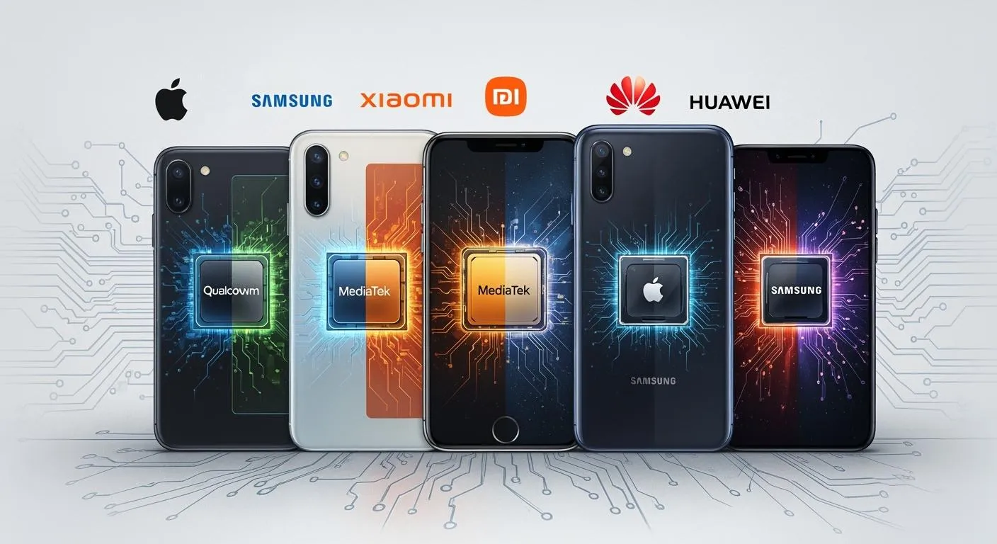 رقائق الهواتف الذكية الشائعة المستخدمة من قبل الشركات المصنعة الرئيسية