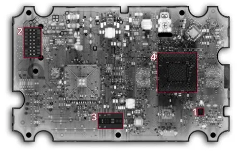 Rysunek 1. Schemat płytki PCB z promieniami rentgenowskimi