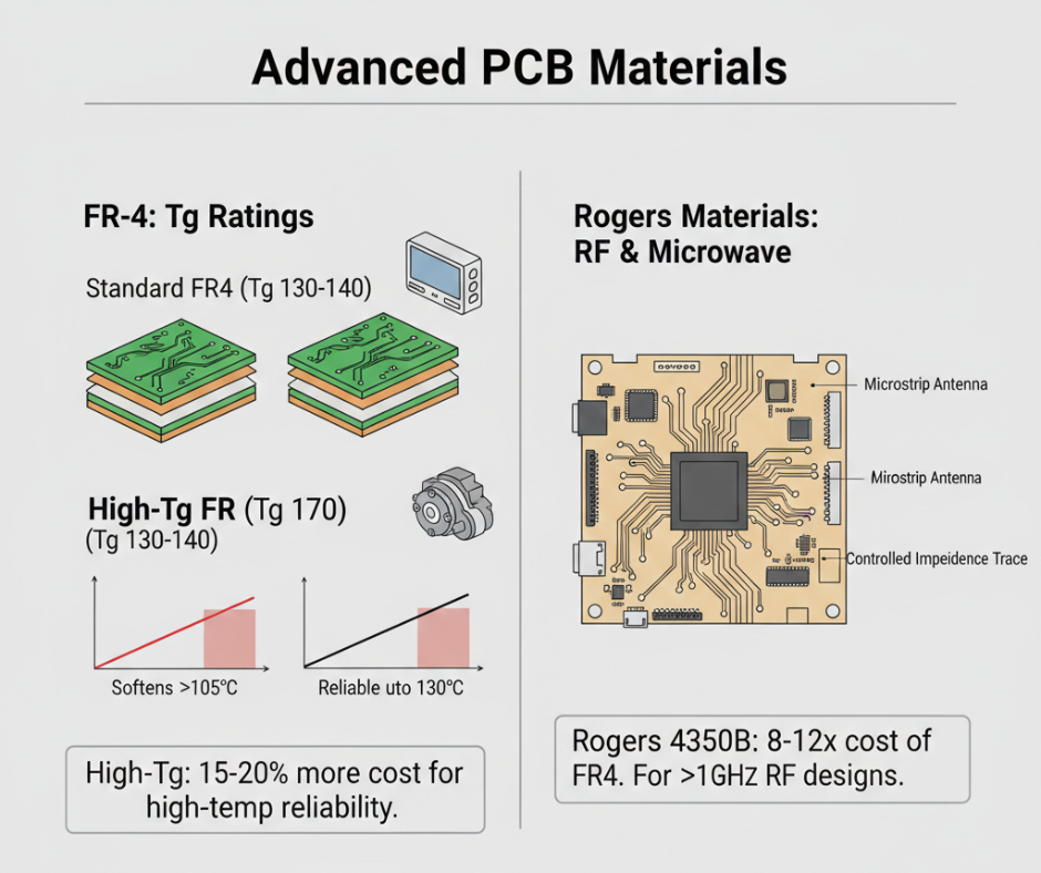 FR-4 and Rogers Materials Comparison Drawing