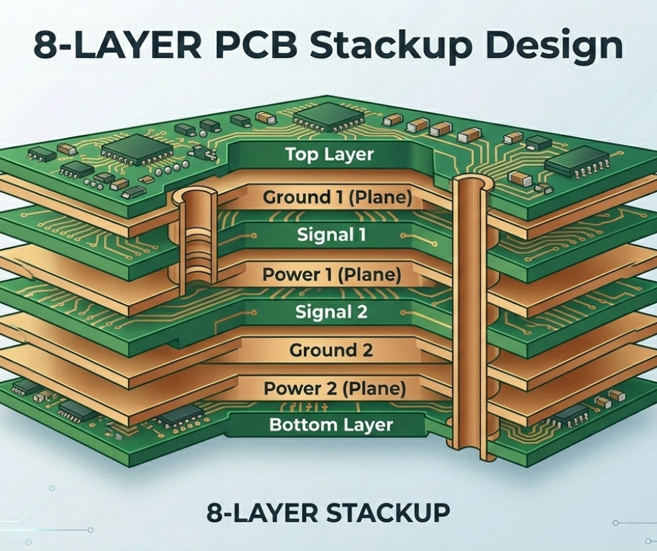 8 layer pcb stackup design