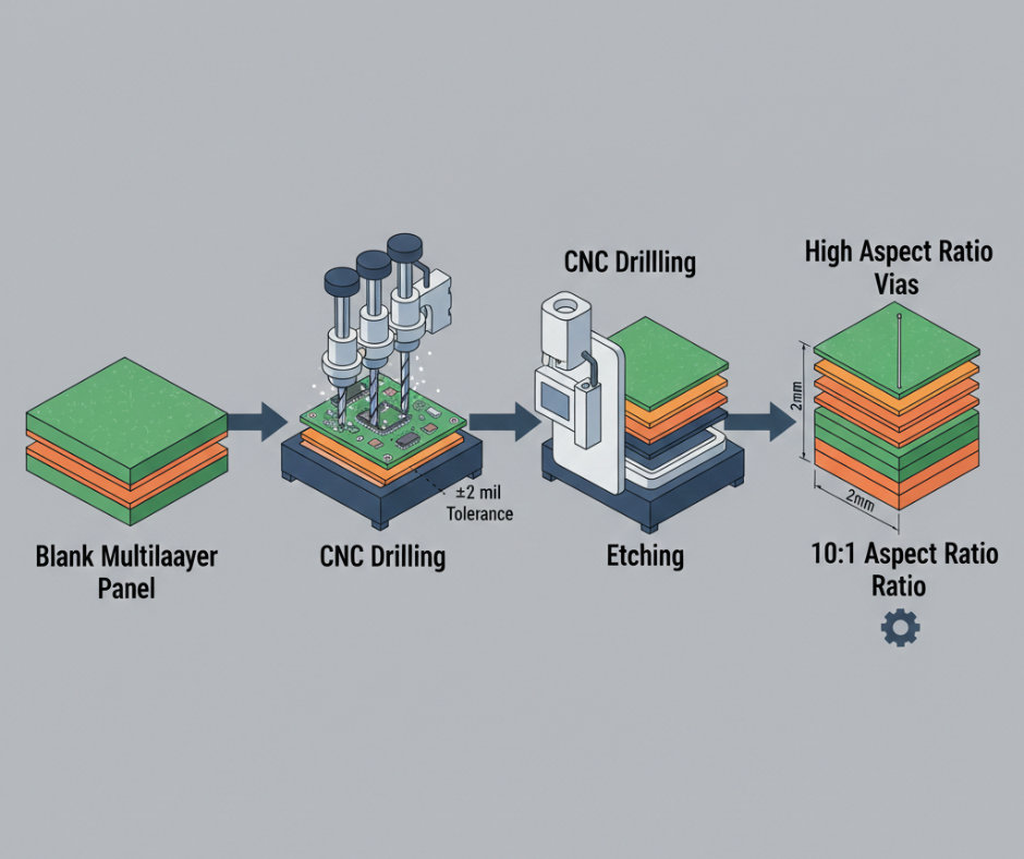 drilling 10 layer pcb